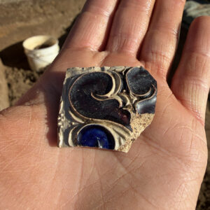 A sherd of Westerwald pottery found in the North Church excavations this month