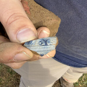 A sherd of Westerwald ceramic found in the North Church excavations this month