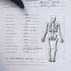 An example of burial measurements of one of the individuals while still in situ.