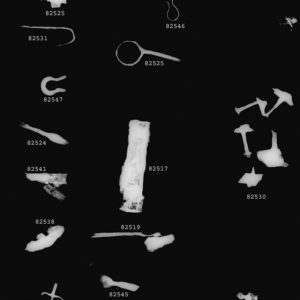 X-ray images of various small iron objects