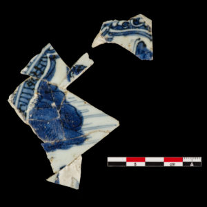 Mended porcelain sherd of the late Wanli era that was excavated at James Fort