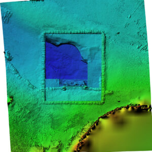 A digital elevation map of the well/Confederate moat excavations