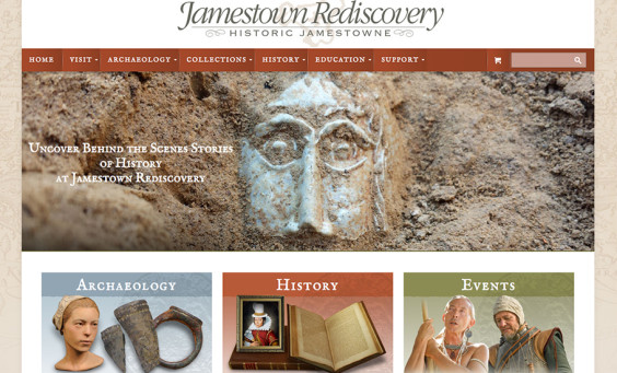Main page of the Jamestown Rediscovery website