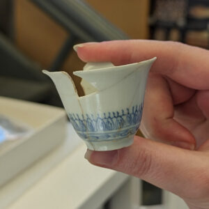 A Chinese porcelain wine cup in the Jamestown collection