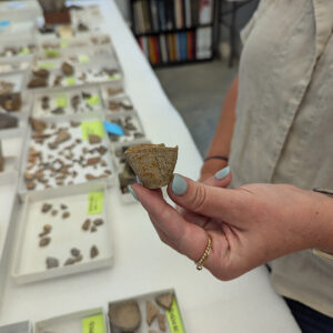 A tiny unused triangular crucible in the Jamestown collection