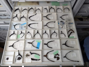 Iron spurs in the dry room of the Jamestown collection