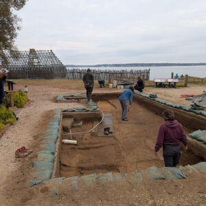 The archaeology team at work at the excavations outside the Church Tower