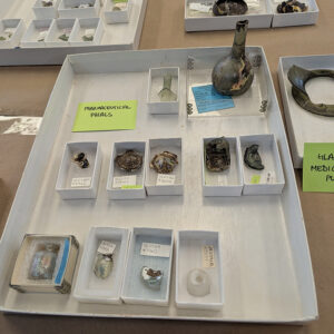 Glass pharmaceutical phials in the Jamestown collection. These are some of the artifacts gathered in the initial stages of creating the glass reference collection.