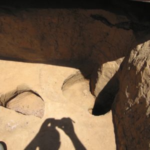 Postholes in an excavation unit