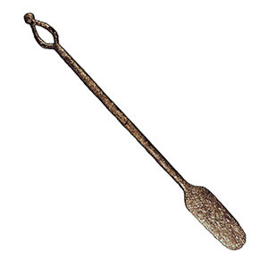 Long thin iron tool with small spoon at one end