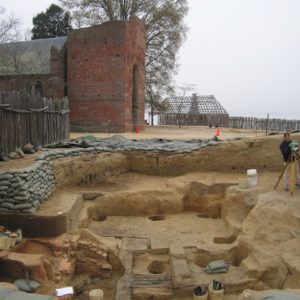 Excavations by brick church