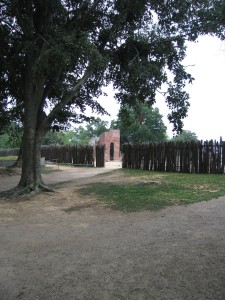 Palisade and church tower