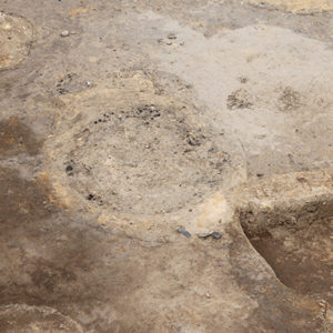 circular feature in an excavation area