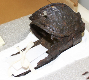 Conserved vambrace lying on protective padding