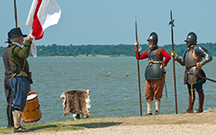 reenactment of the colonists landing at Jamestown