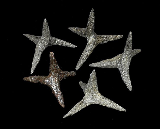 Five spiked iron caltrops