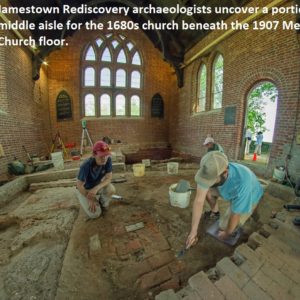 Archaeologists excavate in brick church