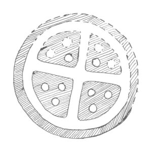 Quartered circle with three pellets within each quarter (6144-JR) Quartered circle with three pellets within each quarter (6144-JR)